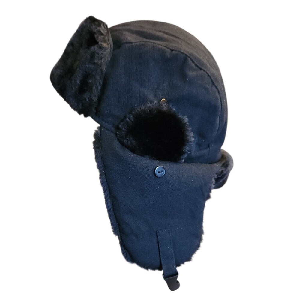 Hot Shot Trapper Hat Black Faux Fur Thinsulate Insulation Ear Flaps Size L/XL